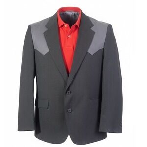 Circle S Mens Western Blazer Charcoal Grey Faux Suede Yoke Sport Coat 42S